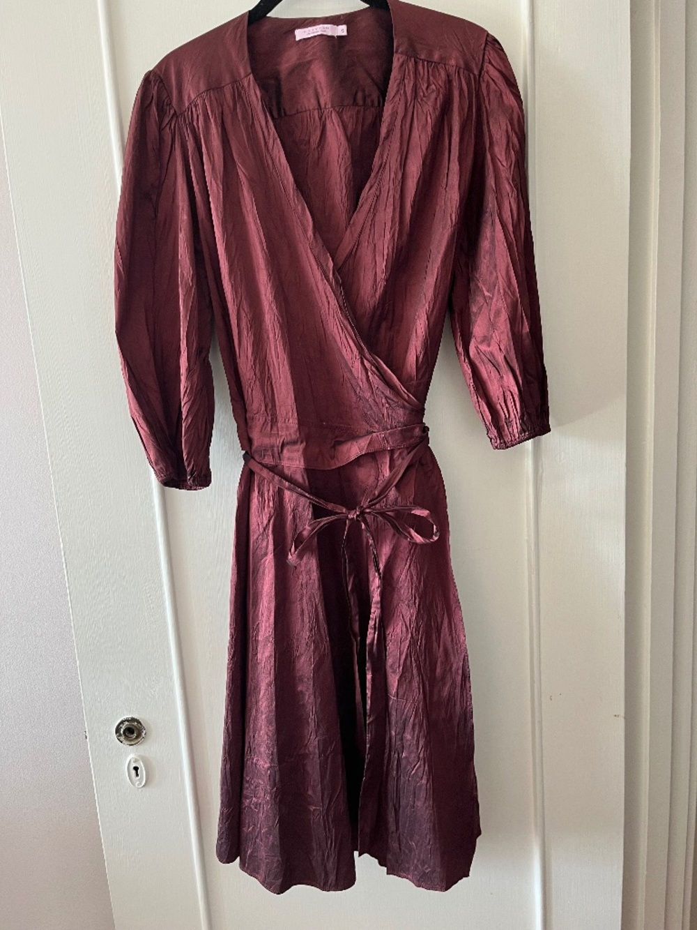 Wine-Colored Calypso Silk Wrap Around Dress, Size S